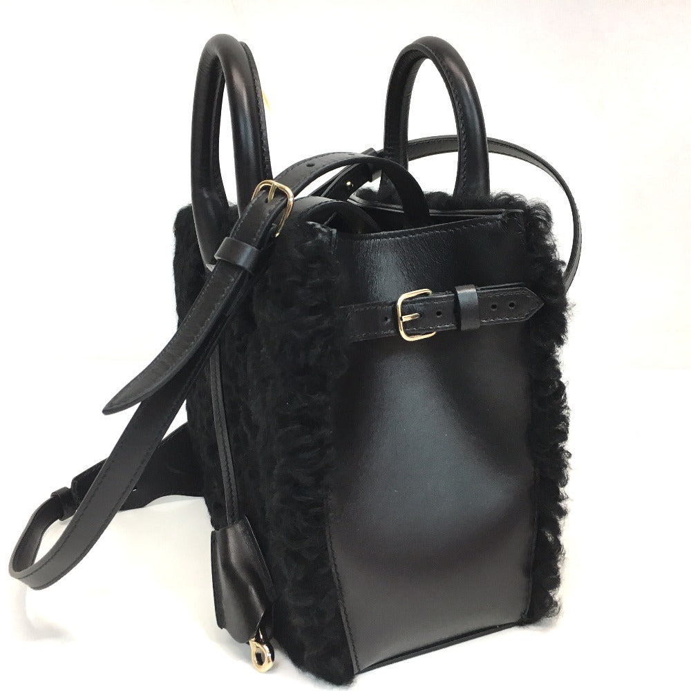 BALENCIAGA Handbag 347237 Mouton, Leather black Padlock Nude Mini Women Used Authentic
