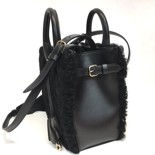 BALENCIAGA Handbag 347237 Mouton, Leather black Padlock Nude Mini Women Used Authentic