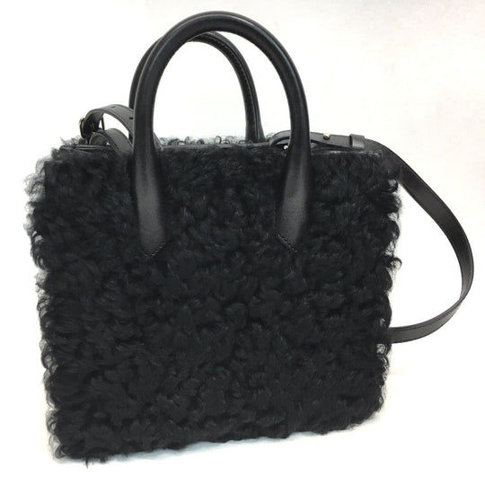 BALENCIAGA Handbag 347237 Mouton, Leather black Padlock Nude Mini Women Used Authentic