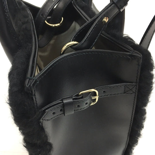 BALENCIAGA Handbag 347237 Mouton, Leather black Padlock Nude Mini Women Used Authentic