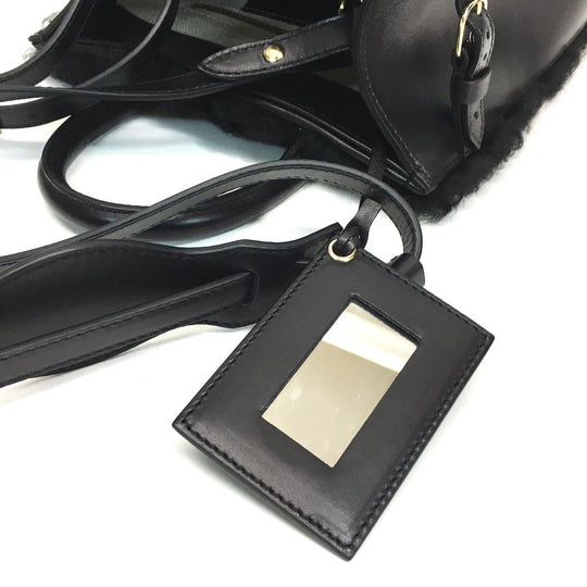 BALENCIAGA Handbag 347237 Mouton, Leather black Padlock Nude Mini Women Used Authentic