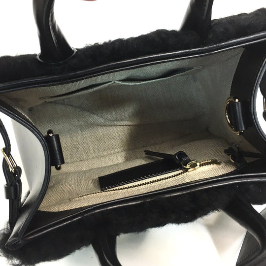 BALENCIAGA Handbag 347237 Mouton, Leather black Padlock Nude Mini Women Used Authentic