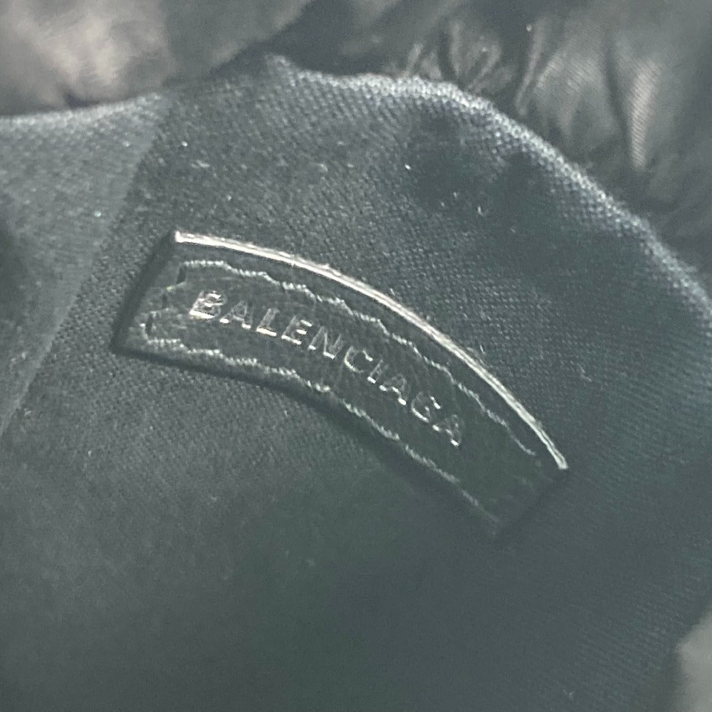 BALENCIAGA Shoulder Bag 618193 Nylon,leather black Bottle Holder Drawstring Bag logo Women Used Authentic