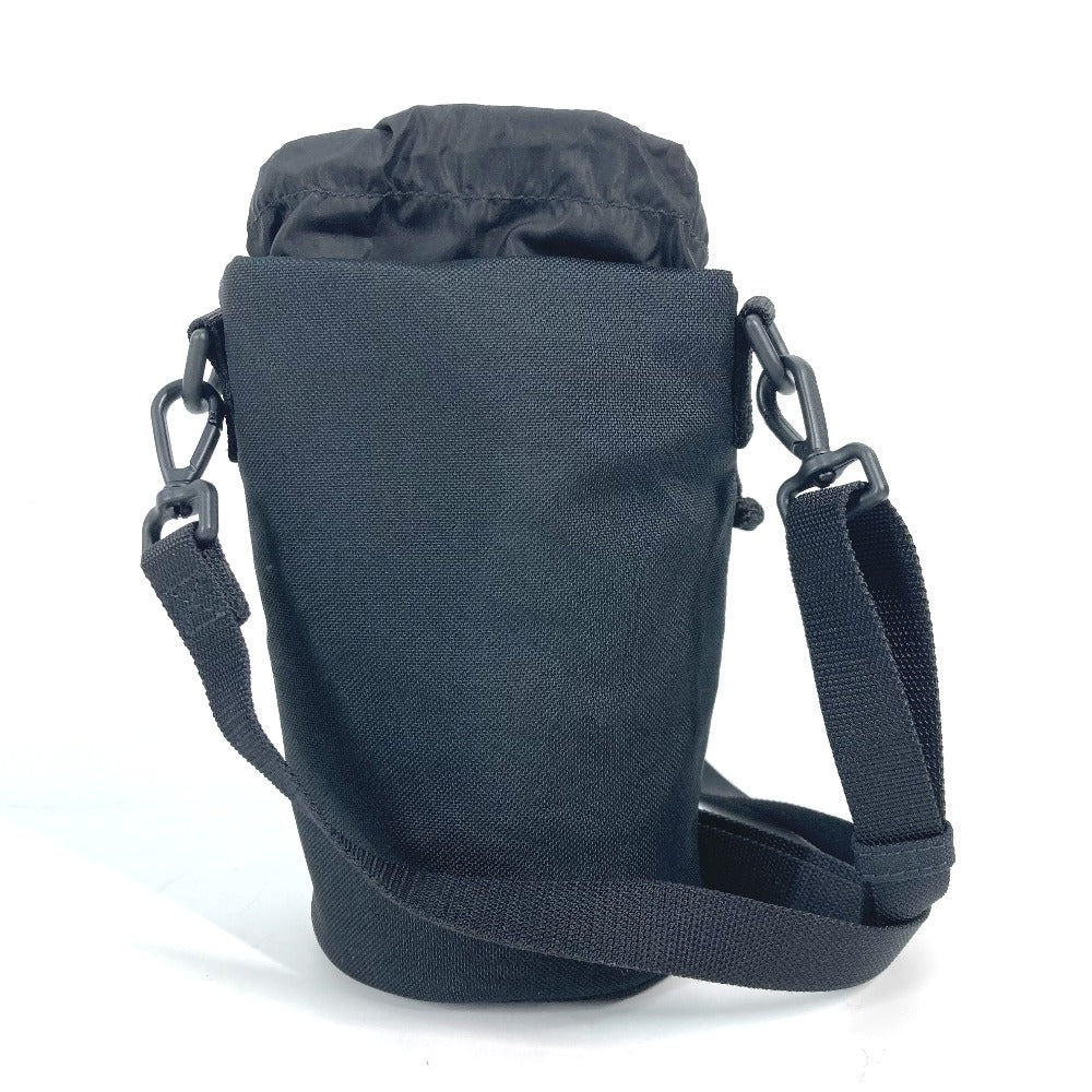 BALENCIAGA Shoulder Bag 618193 Nylon,leather black Bottle Holder Drawstring Bag logo Women Used Authentic