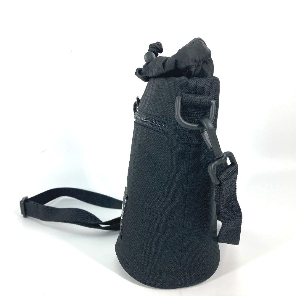 BALENCIAGA Shoulder Bag 618193 Nylon,leather black Bottle Holder Drawstring Bag logo Women Used Authentic