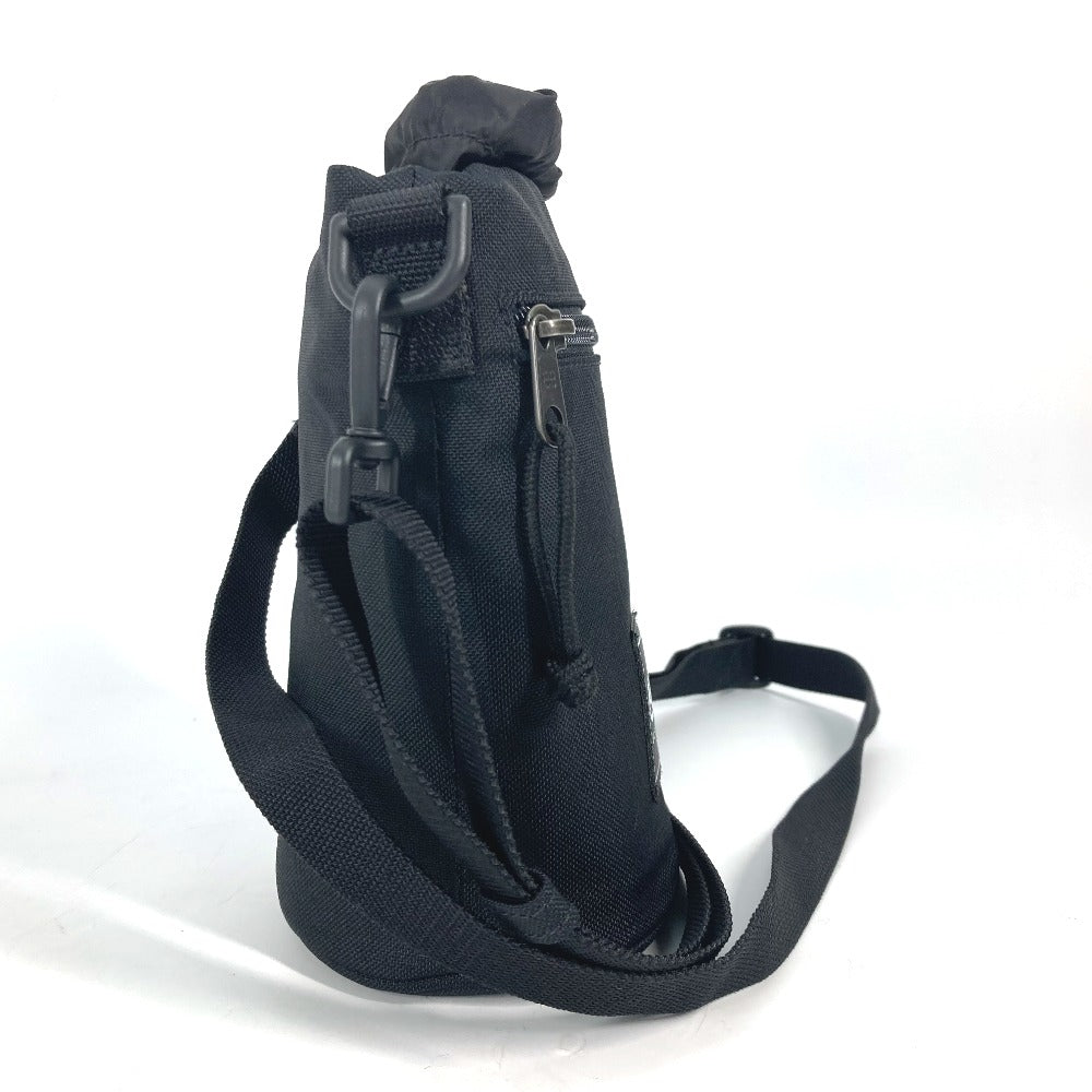 BALENCIAGA Shoulder Bag 618193 Nylon,leather black Bottle Holder Drawstring Bag logo Women Used Authentic