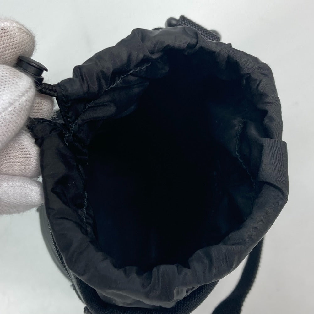 BALENCIAGA Shoulder Bag 618193 Nylon,leather black Bottle Holder Drawstring Bag logo Women Used Authentic