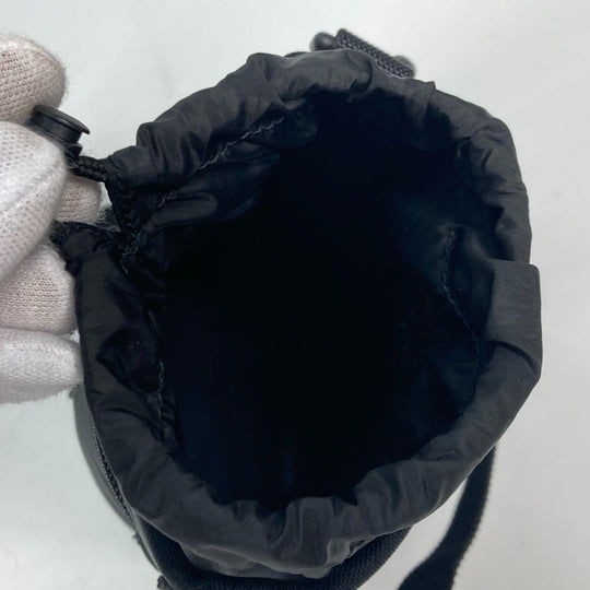 BALENCIAGA Shoulder Bag 618193 Nylon,leather black Bottle Holder Drawstring Bag logo Women Used Authentic