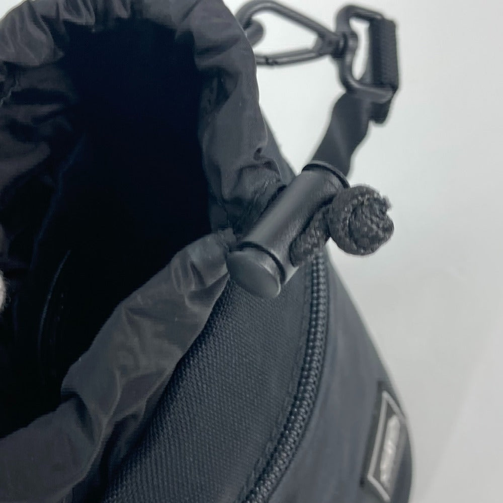 BALENCIAGA Shoulder Bag 618193 Nylon,leather black Bottle Holder Drawstring Bag logo Women Used Authentic