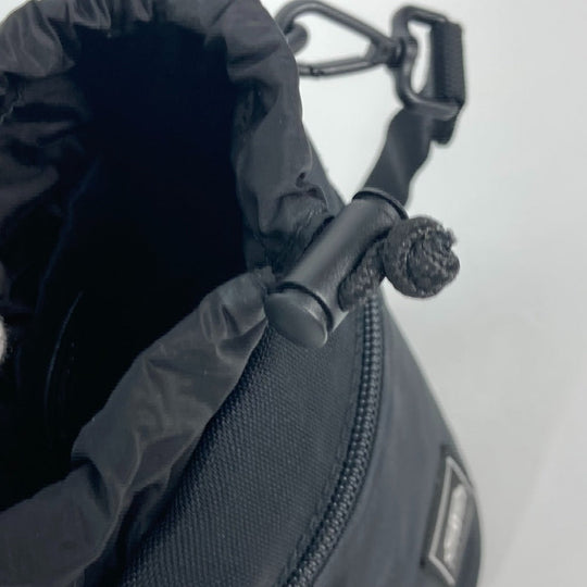 BALENCIAGA Shoulder Bag 618193 Nylon,leather black Bottle Holder Drawstring Bag logo Women Used Authentic
