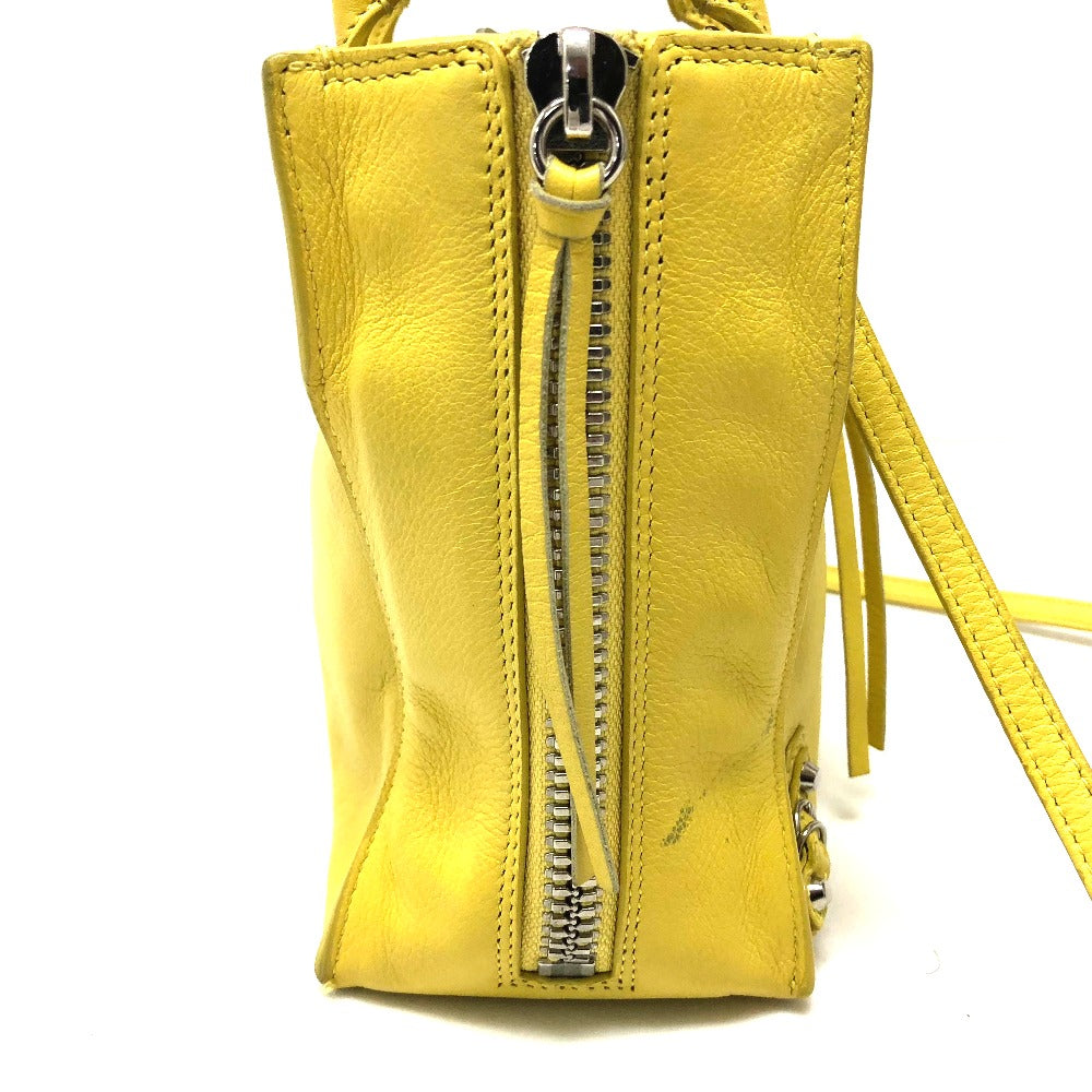 BALENCIAGA Shoulder Bag 357333 leather yellow Tote Bag Paper mini Women Used Authentic