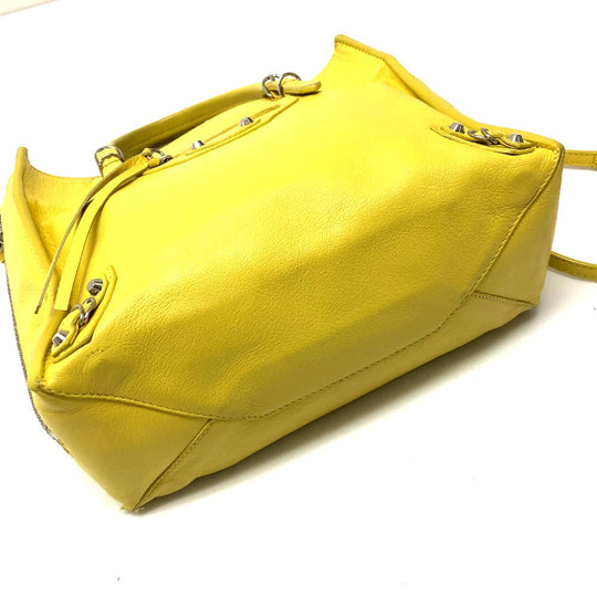BALENCIAGA Shoulder Bag 357333 leather yellow Tote Bag Paper mini Women Used Authentic