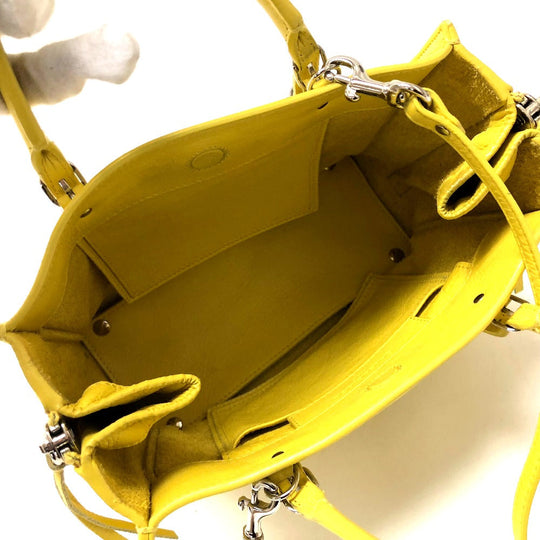 BALENCIAGA Shoulder Bag 357333 leather yellow Tote Bag Paper mini Women Used Authentic