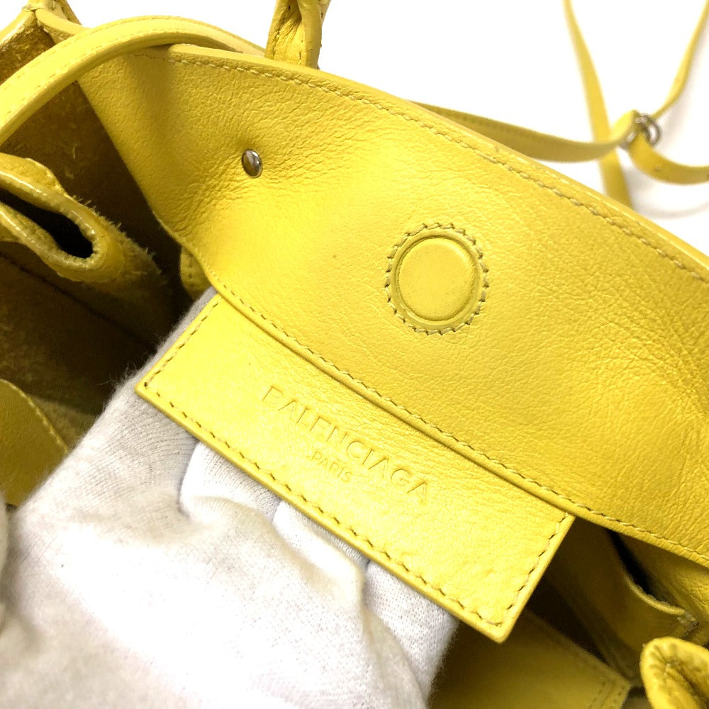 BALENCIAGA Shoulder Bag 357333 leather yellow Tote Bag Paper mini Women Used Authentic