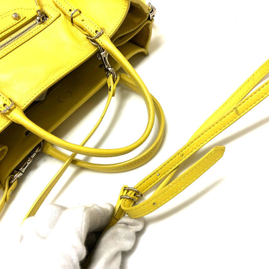 BALENCIAGA Shoulder Bag 357333 leather yellow Tote Bag Paper mini Women Used Authentic