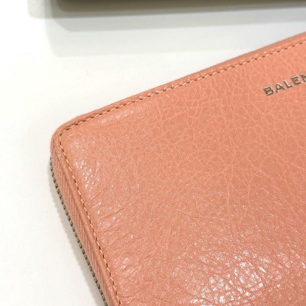 BALENCIAGA Long Wallet Purse 419805 leather pink beige Exclusive Wallet Women Used Authentic