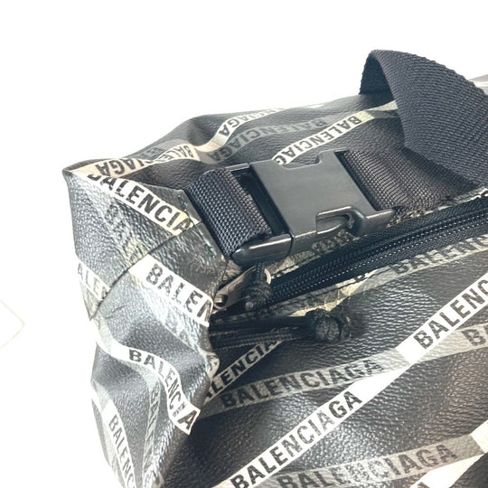 BALENCIAGA Boston Duffel bag 532810 Leather, PVC gray Logo all-over pattern unisex(Unisex) Used Authentic