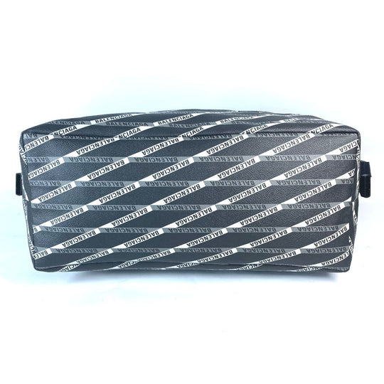 BALENCIAGA Boston Duffel bag 532810 Leather, PVC gray Logo all-over pattern unisex(Unisex) Used Authentic