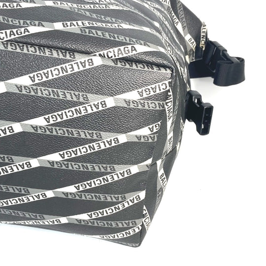 BALENCIAGA Boston Duffel bag 532810 Leather, PVC gray Logo all-over pattern unisex(Unisex) Used Authentic