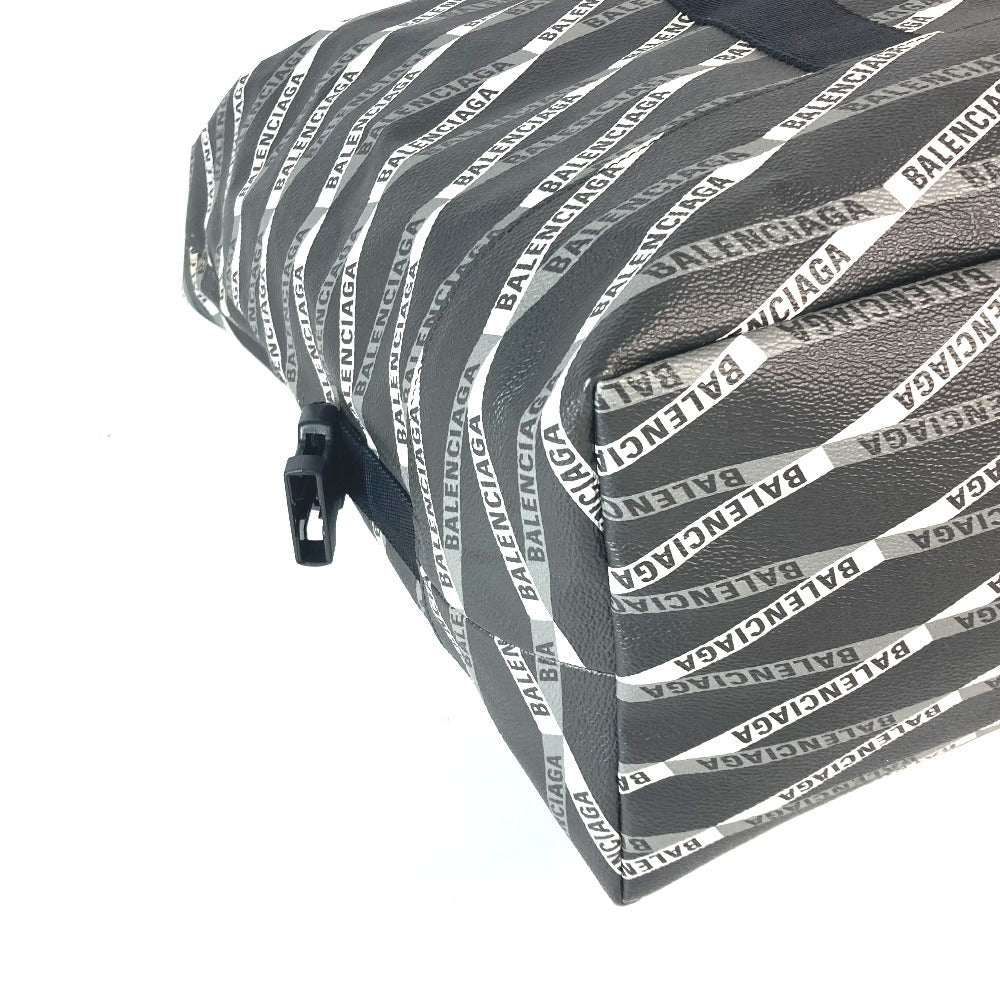 BALENCIAGA Boston Duffel bag 532810 Leather, PVC gray Logo all-over pattern unisex(Unisex) Used Authentic