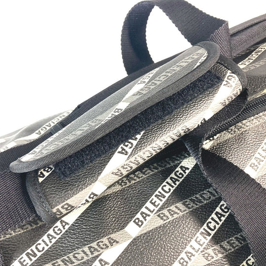 BALENCIAGA Boston Duffel bag 532810 Leather, PVC gray Logo all-over pattern unisex(Unisex) Used Authentic