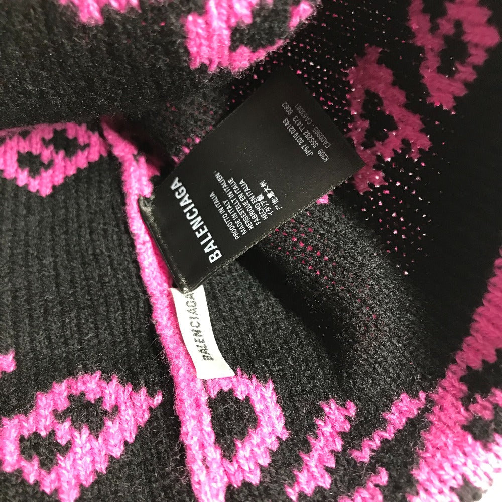 BALENCIAGA Knit hat 555282 wool pink logo bicolor Women(Unisex) Used Authentic