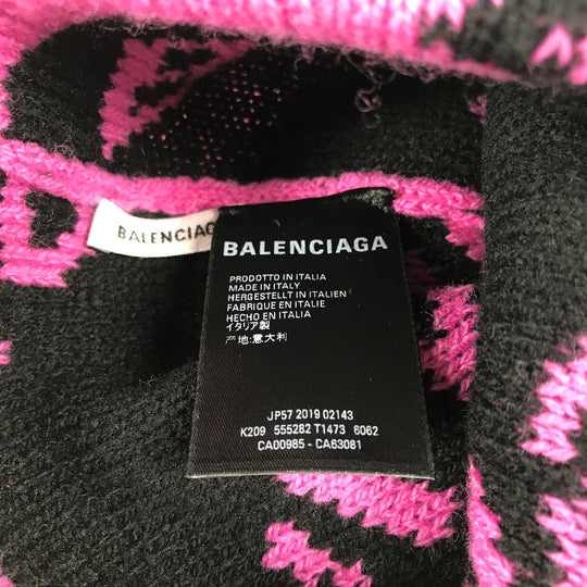 BALENCIAGA Knit hat 555282 wool pink logo bicolor Women(Unisex) Used Authentic