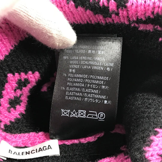 BALENCIAGA Knit hat 555282 wool pink logo bicolor Women(Unisex) Used Authentic