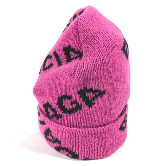 BALENCIAGA Knit hat 555282 wool pink logo bicolor Women(Unisex) Used Authentic