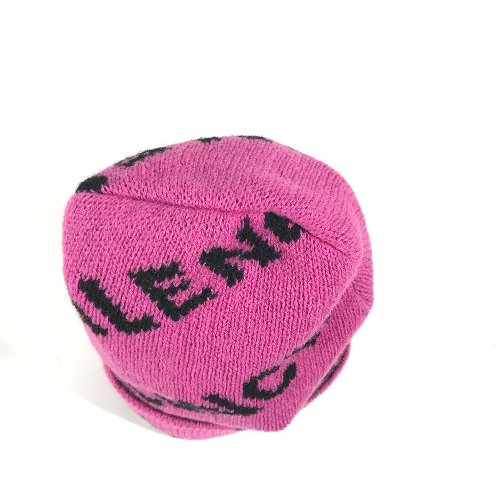 BALENCIAGA Knit hat 555282 wool pink logo bicolor Women(Unisex) Used Authentic