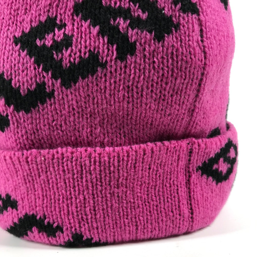 BALENCIAGA Knit hat 555282 wool pink logo bicolor Women(Unisex) Used Authentic
