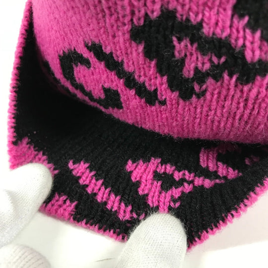 BALENCIAGA Knit hat 555282 wool pink logo bicolor Women(Unisex) Used Authentic