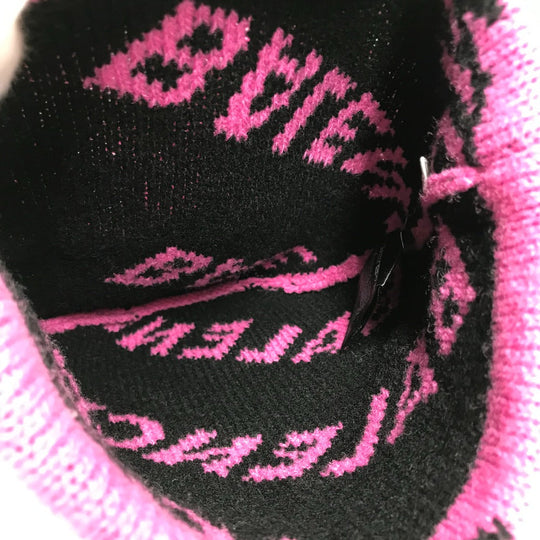 BALENCIAGA Knit hat 555282 wool pink logo bicolor Women(Unisex) Used Authentic