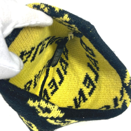BALENCIAGA Knit hat 555282 wool black Logo all-over pattern mens Used Authentic