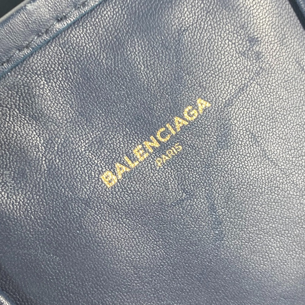 BALENCIAGA Tote Bag 443096 leather Navy Bazaar Shopper S Women Used Authentic