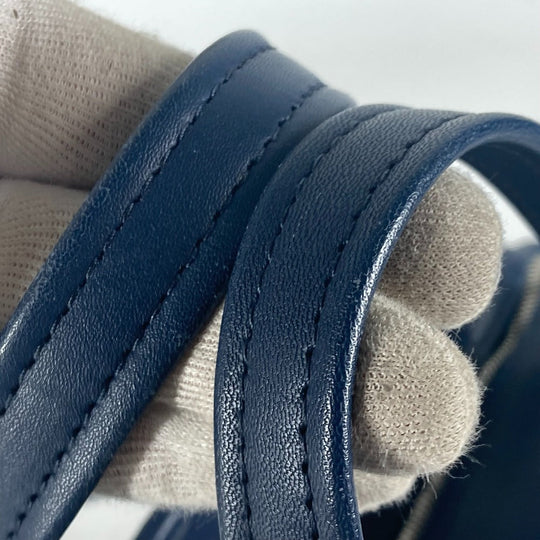BALENCIAGA Tote Bag 443096 leather Navy Bazaar Shopper S Women Used Authentic