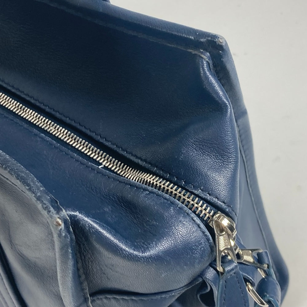 BALENCIAGA Tote Bag 443096 leather Navy Bazaar Shopper S Women Used Authentic
