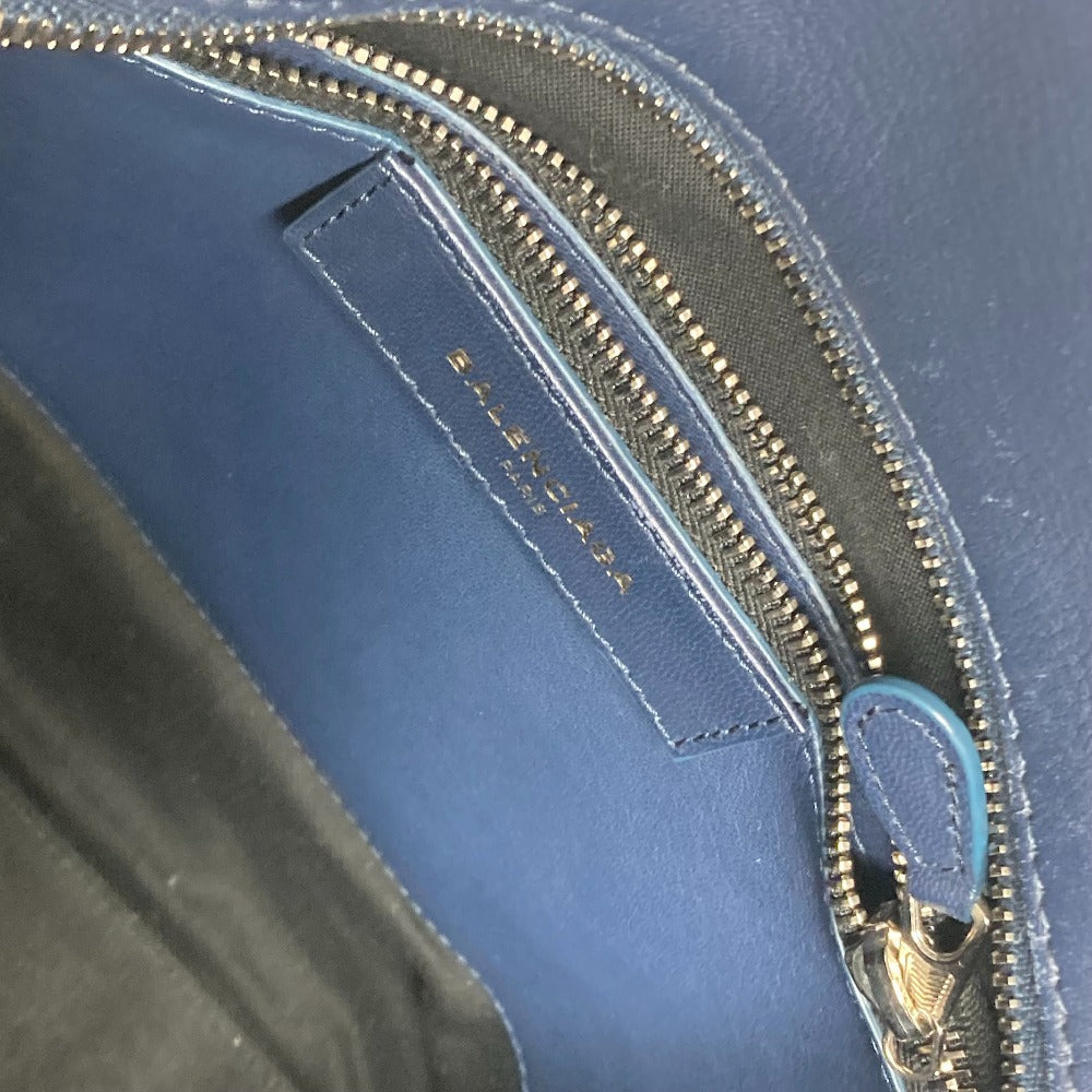 BALENCIAGA Tote Bag 443096 leather Navy Bazaar Shopper S Women Used Authentic