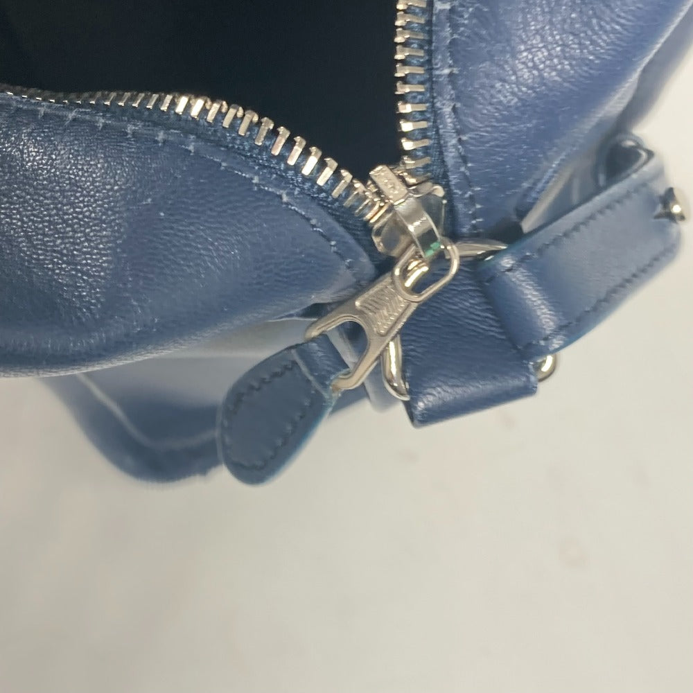 BALENCIAGA Tote Bag 443096 leather Navy Bazaar Shopper S Women Used Authentic