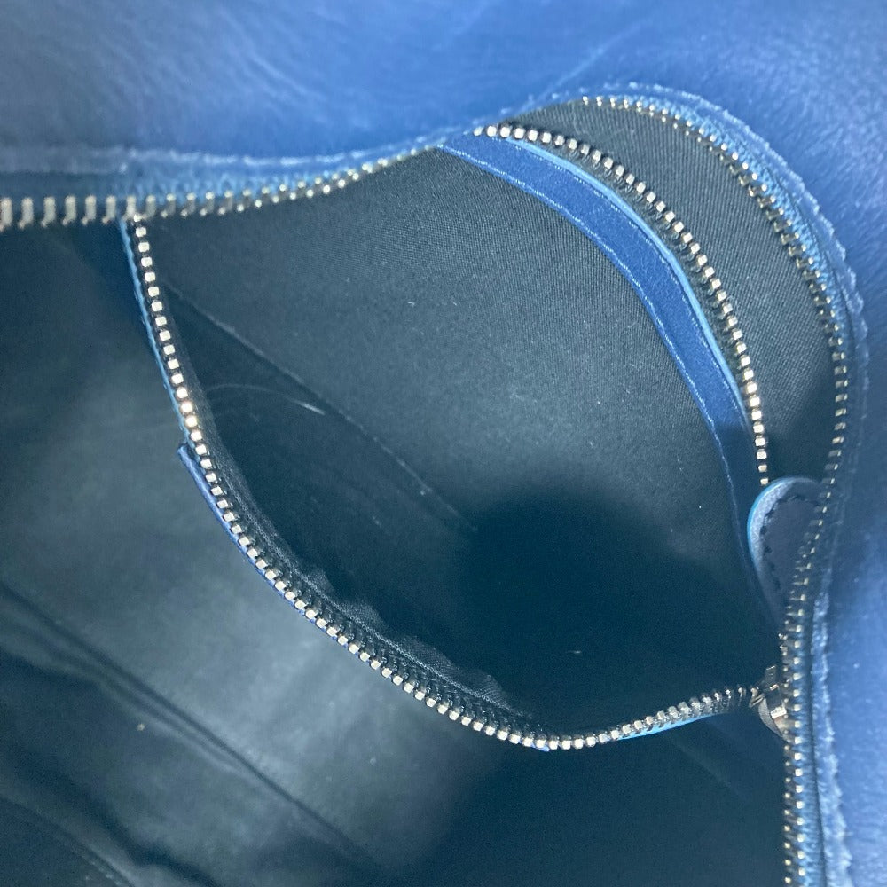BALENCIAGA Tote Bag 443096 leather Navy Bazaar Shopper S Women Used Authentic