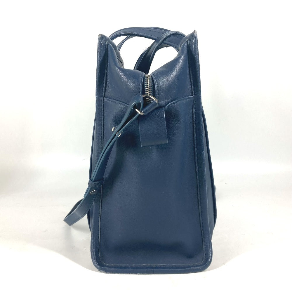 BALENCIAGA Tote Bag 443096 leather Navy Bazaar Shopper S Women Used Authentic