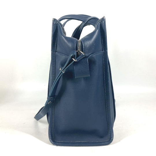 BALENCIAGA Tote Bag 443096 leather Navy Bazaar Shopper S Women Used Authentic