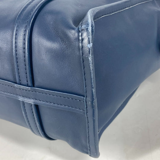 BALENCIAGA Tote Bag 443096 leather Navy Bazaar Shopper S Women Used Authentic