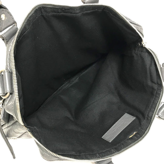 BALENCIAGA Business bag 310939 leather gray Wrinkles processing Shoulder Bag Crossbody mens Used Authentic