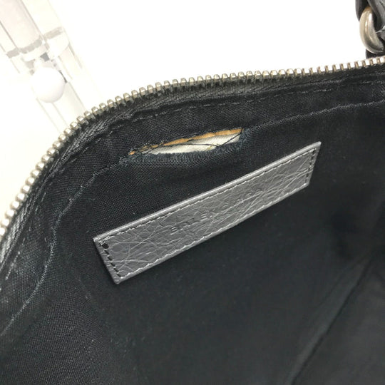 BALENCIAGA Business bag 310939 leather gray Wrinkles processing Shoulder Bag Crossbody mens Used Authentic