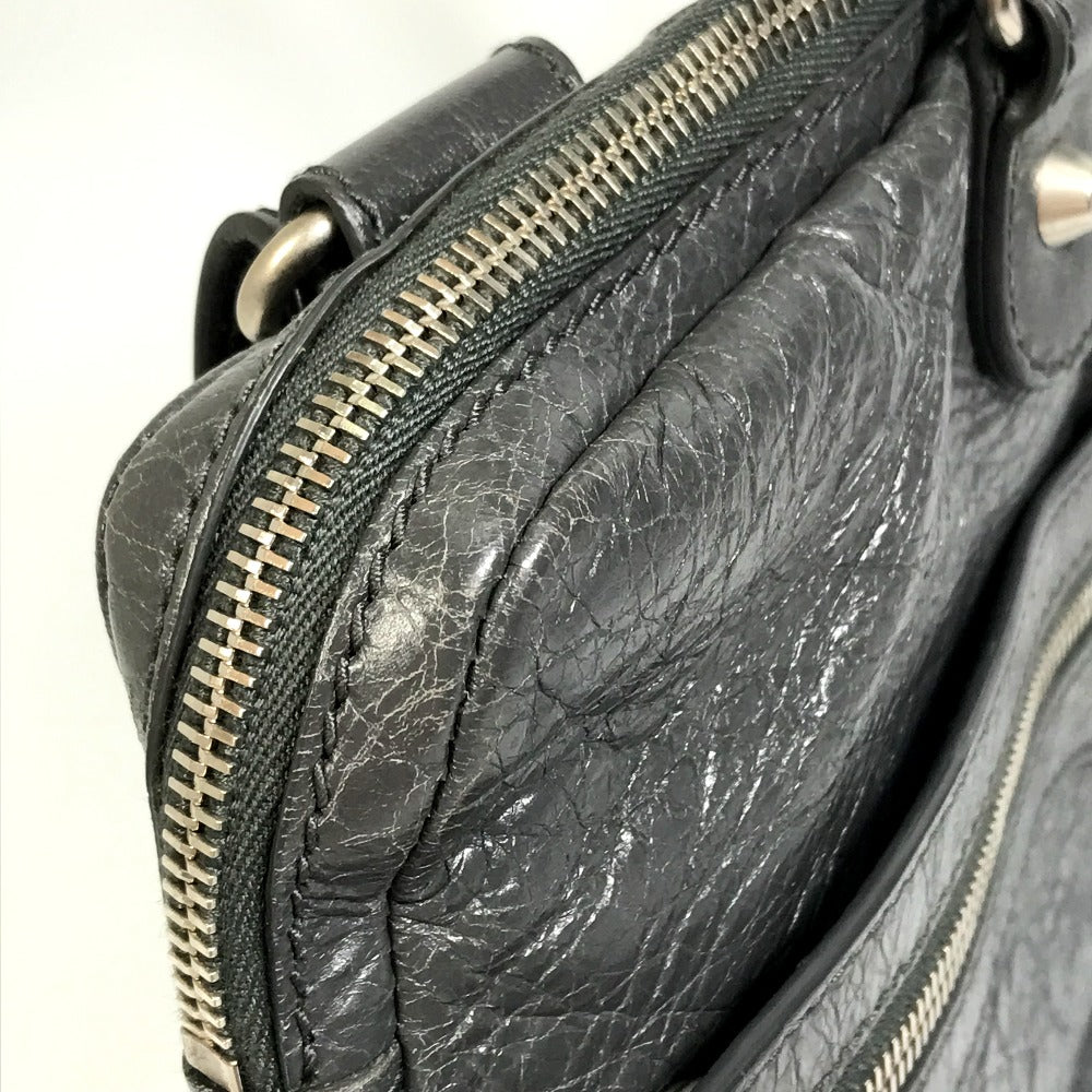 BALENCIAGA Business bag 310939 leather gray Wrinkles processing Shoulder Bag Crossbody mens Used Authentic