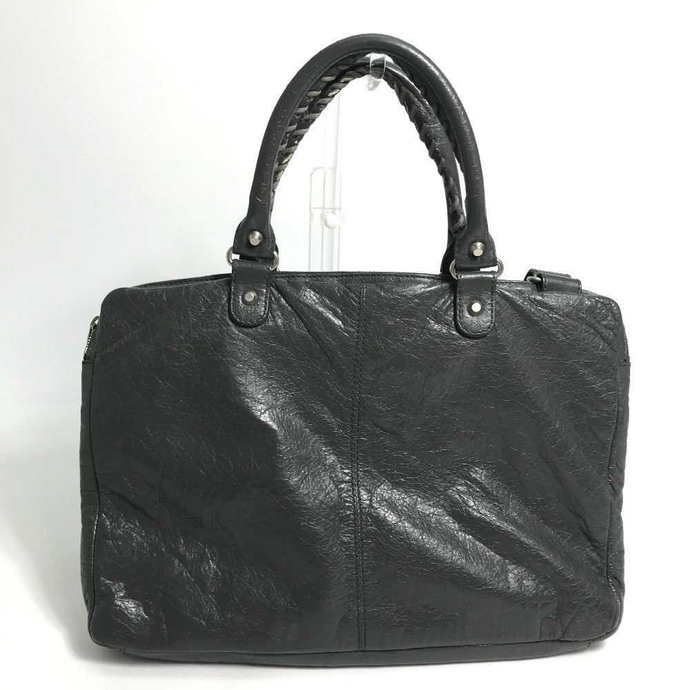 BALENCIAGA Business bag 310939 leather gray Wrinkles processing Shoulder Bag Crossbody mens Used Authentic