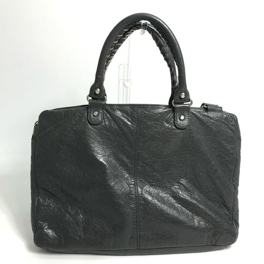BALENCIAGA Business bag 310939 leather gray Wrinkles processing Shoulder Bag Crossbody mens Used Authentic