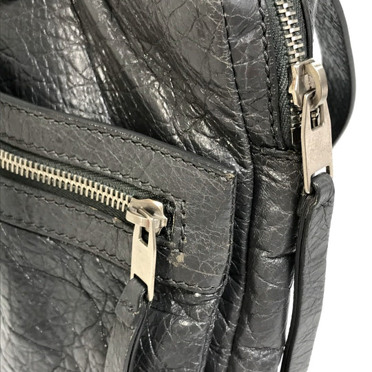 BALENCIAGA Business bag 310939 leather gray Wrinkles processing Shoulder Bag Crossbody mens Used Authentic