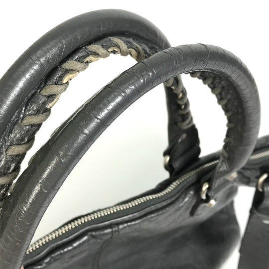BALENCIAGA Business bag 310939 leather gray Wrinkles processing Shoulder Bag Crossbody mens Used Authentic